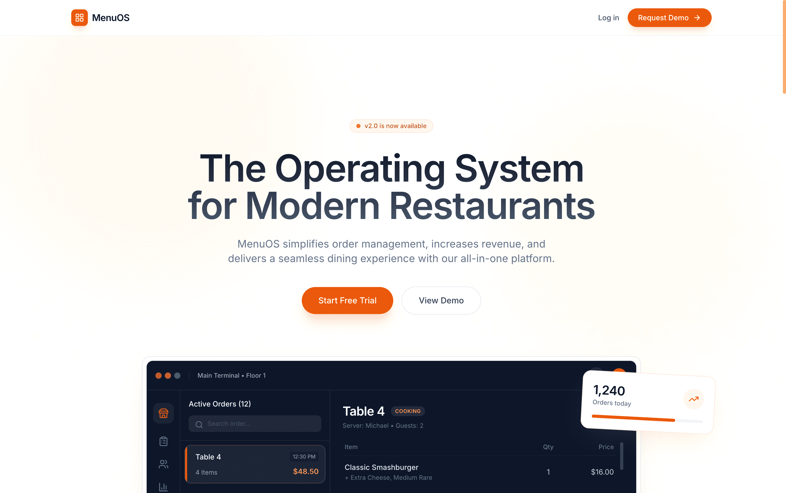 MenuOS restaurant OS hero